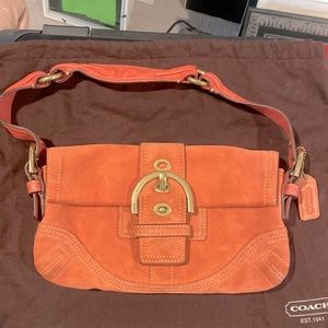 Coach Soho coral suede and leather bag
